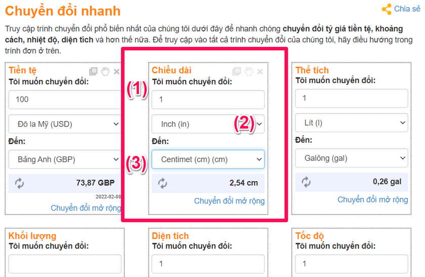 doi inches sang cm2