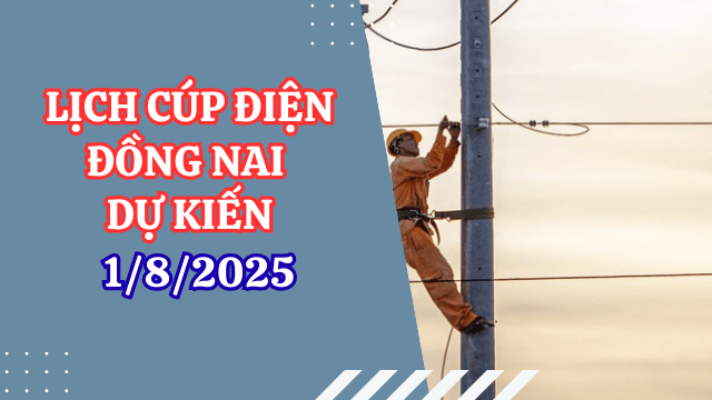 Lịch cúp điện Đồng Nai dự kiến ngày 1/8/2025