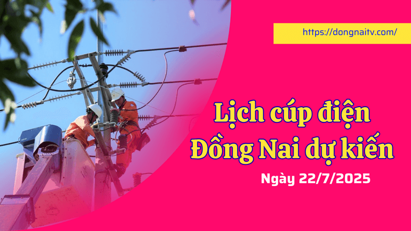 Lịch cúp điện Đồng Nai dự kiến trong ngày 22/7/2025