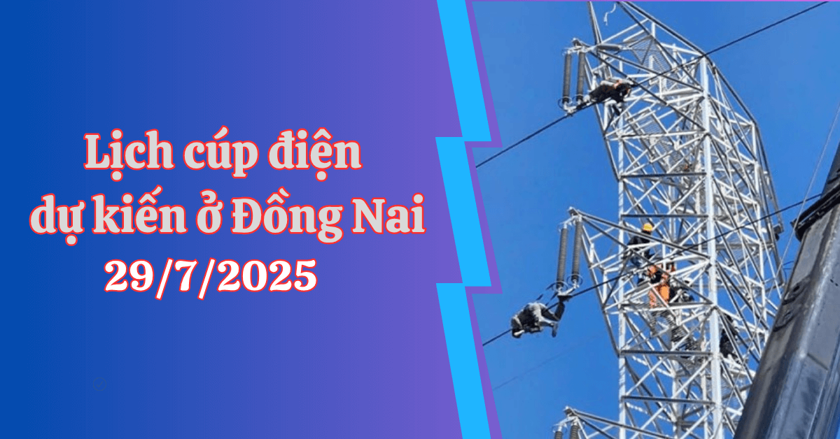 Lịch dự kiến cúp điện tại Đồng Nai ngày 29.7: